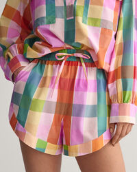 Pantaloncini in misto seta-cotone con mix di quadri