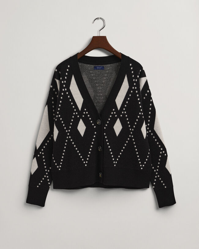 Cardigan Argyle con scollo a V