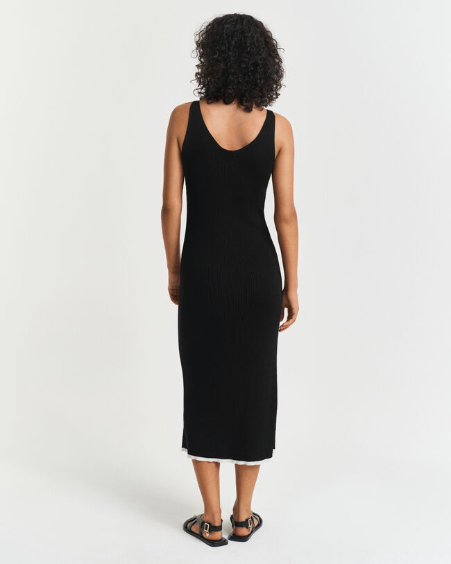 Abito con spalline in maglia a coste