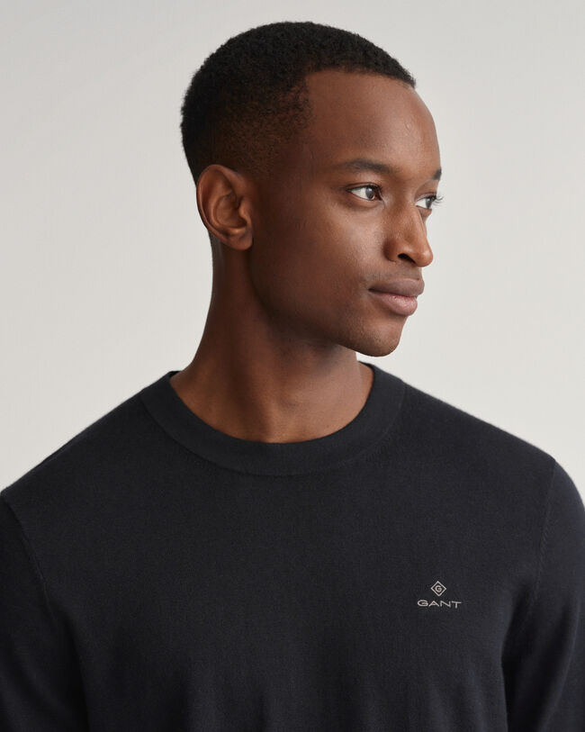 Maglia girocollo in cotone e cashmere