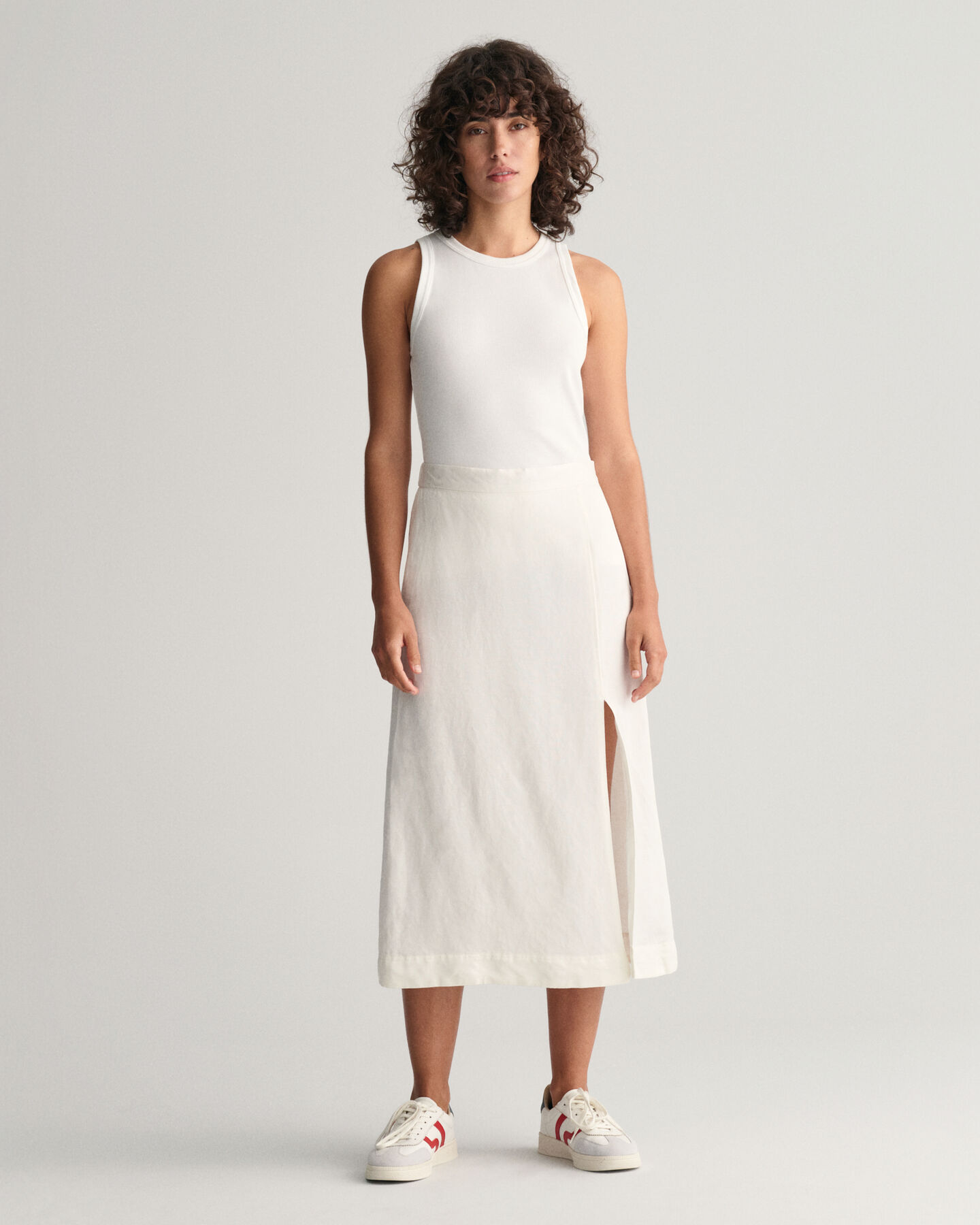 Gonna midi in misto lino