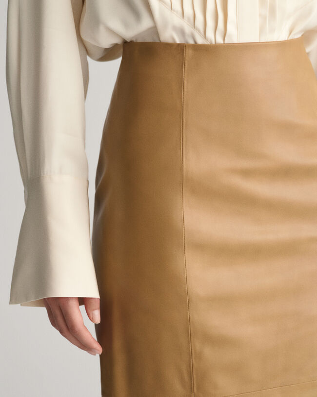 Gonna longuette in pelle