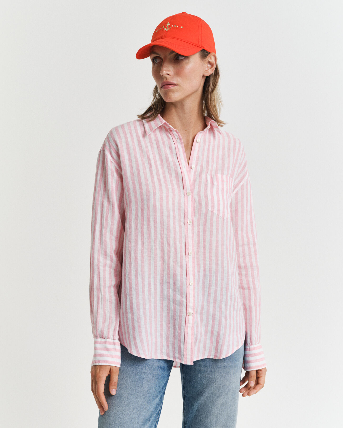 Camicia di lino a righe relaxed fit