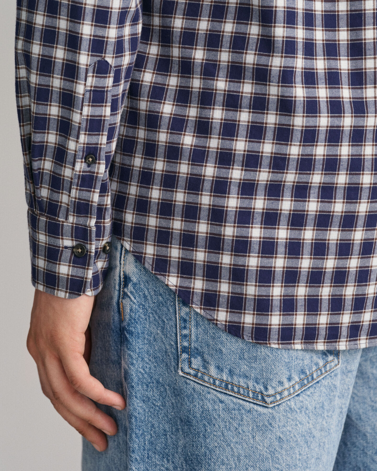 Camicia in flanella con motivo micro scozzese regular fit