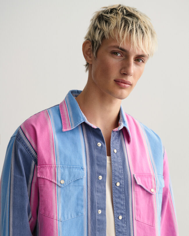 Camicia Heavy in twill a righe relaxed fit