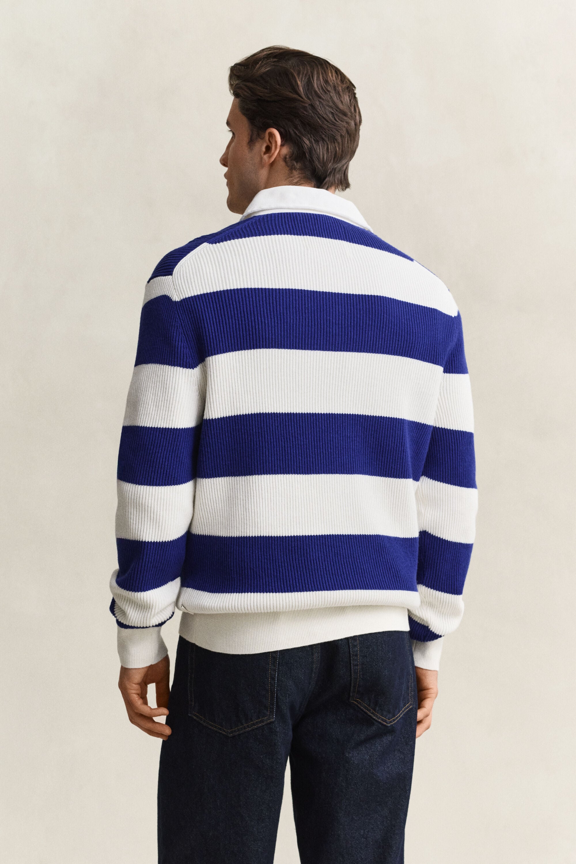 Rugger in cotone e lana merino a righe