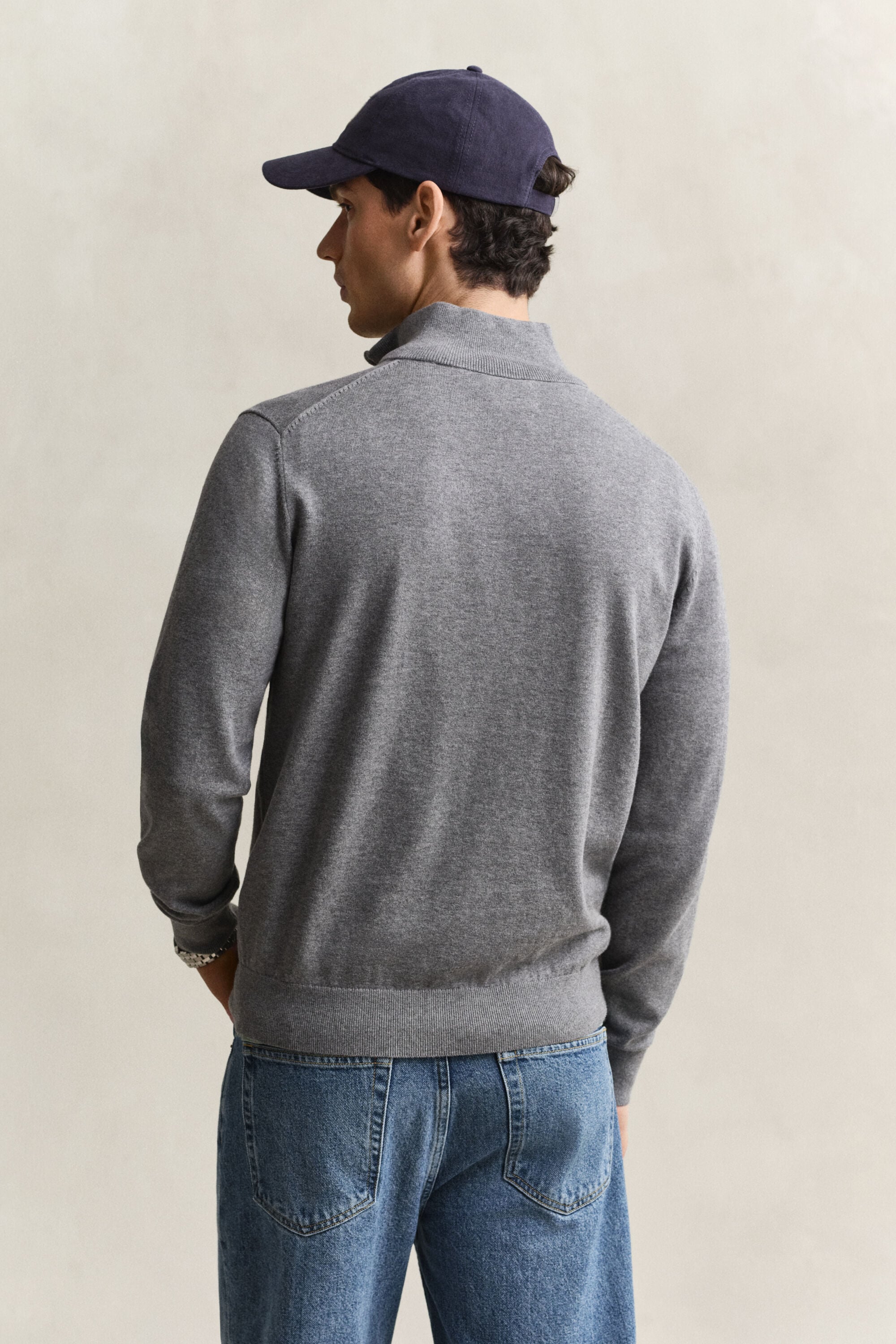 Maglia in cotone classico con zip corta