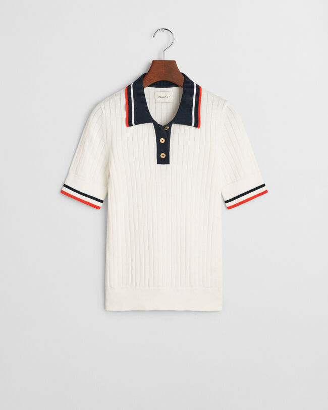 Rugger a maniche corte a coste a contrasto