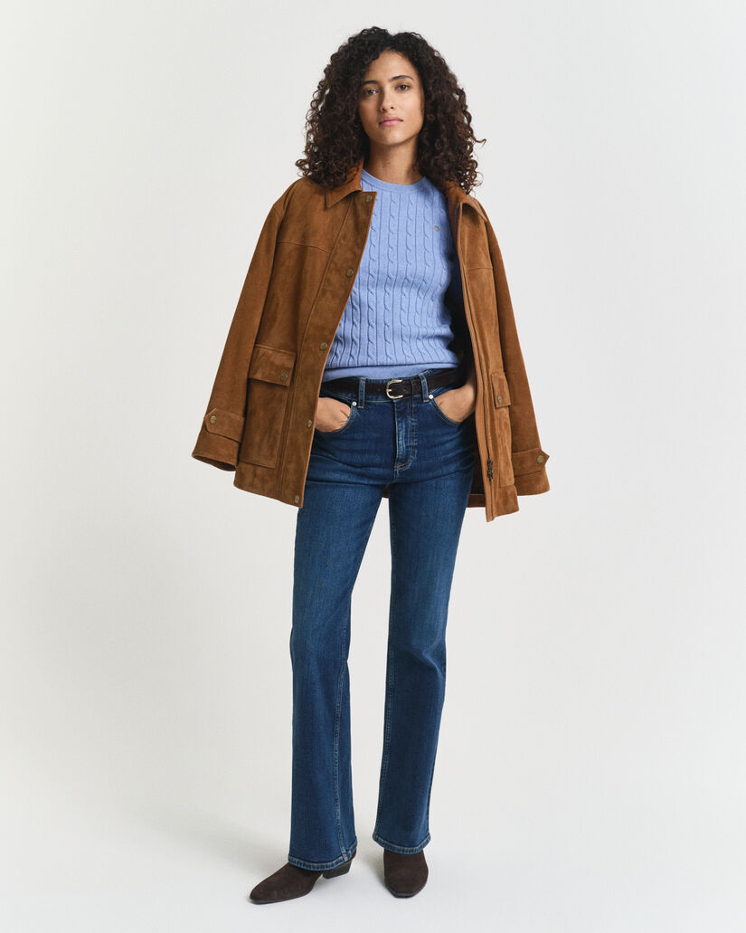 Maglia a trecce in cotone elasticizzato