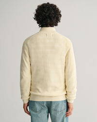 Cardigan con zip in cotone testurizzato a righe