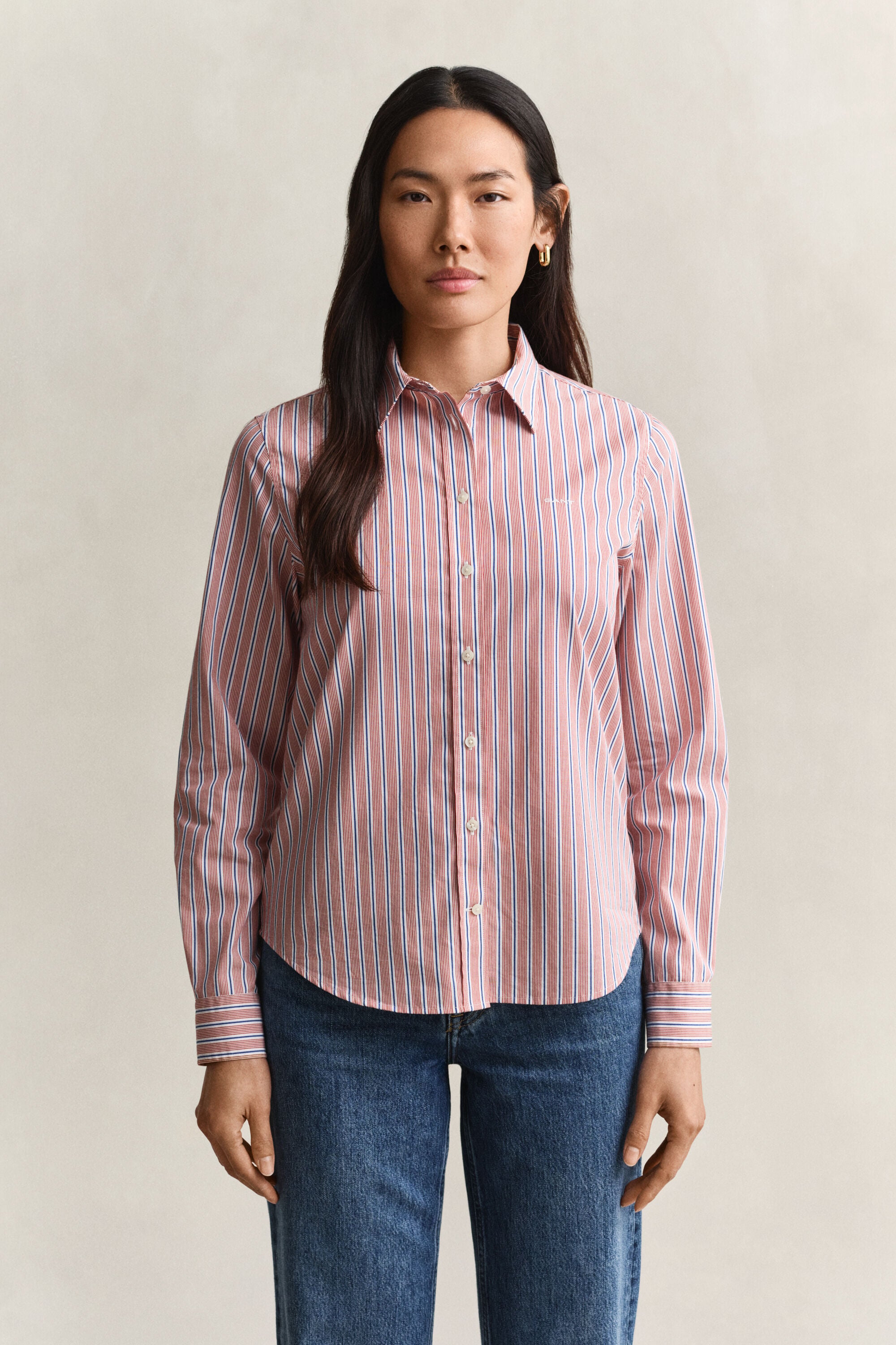 Camicia classica in popeline a righe regular fit