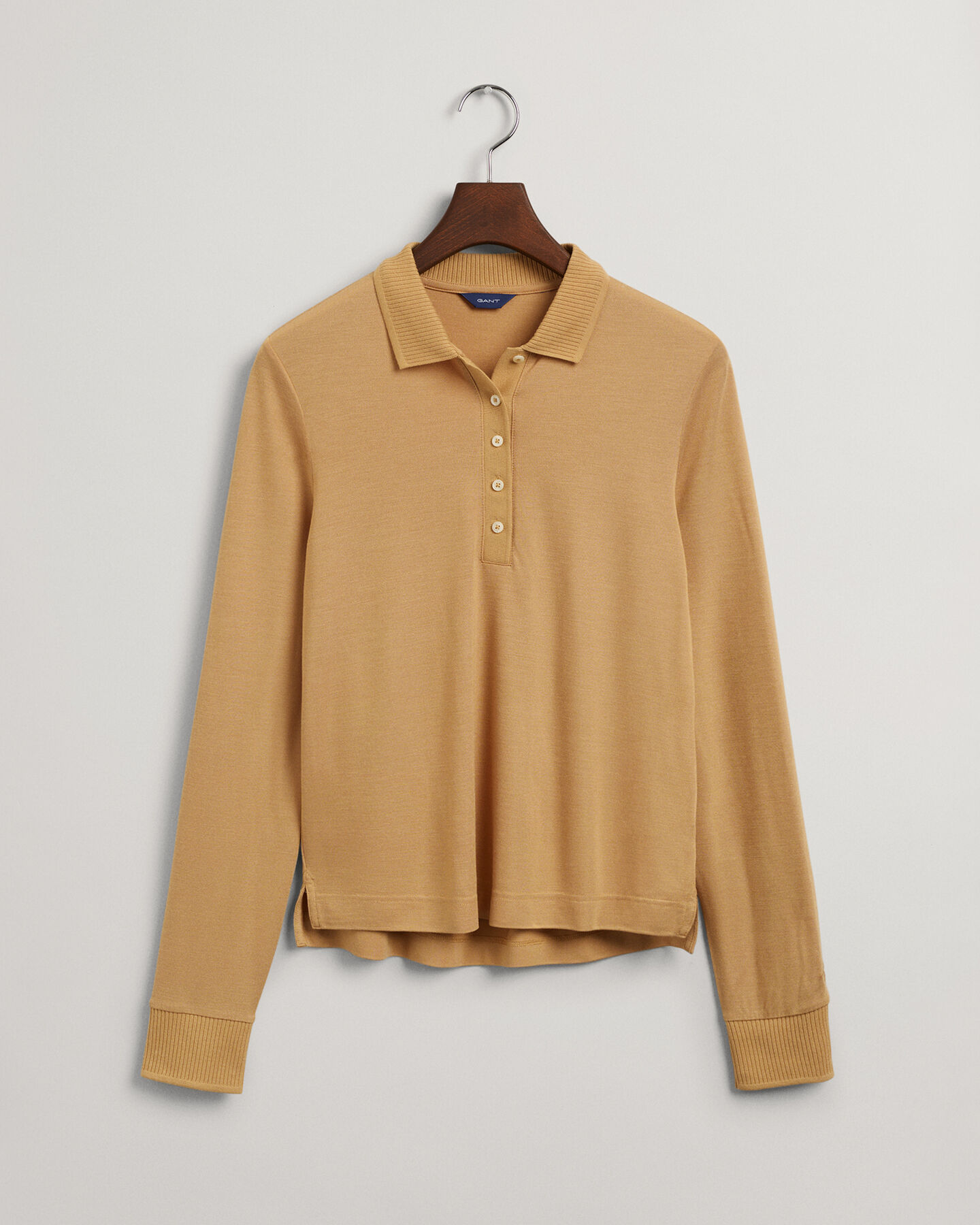 Polo Detail Collar in piqu&eacute; a maniche lunghe