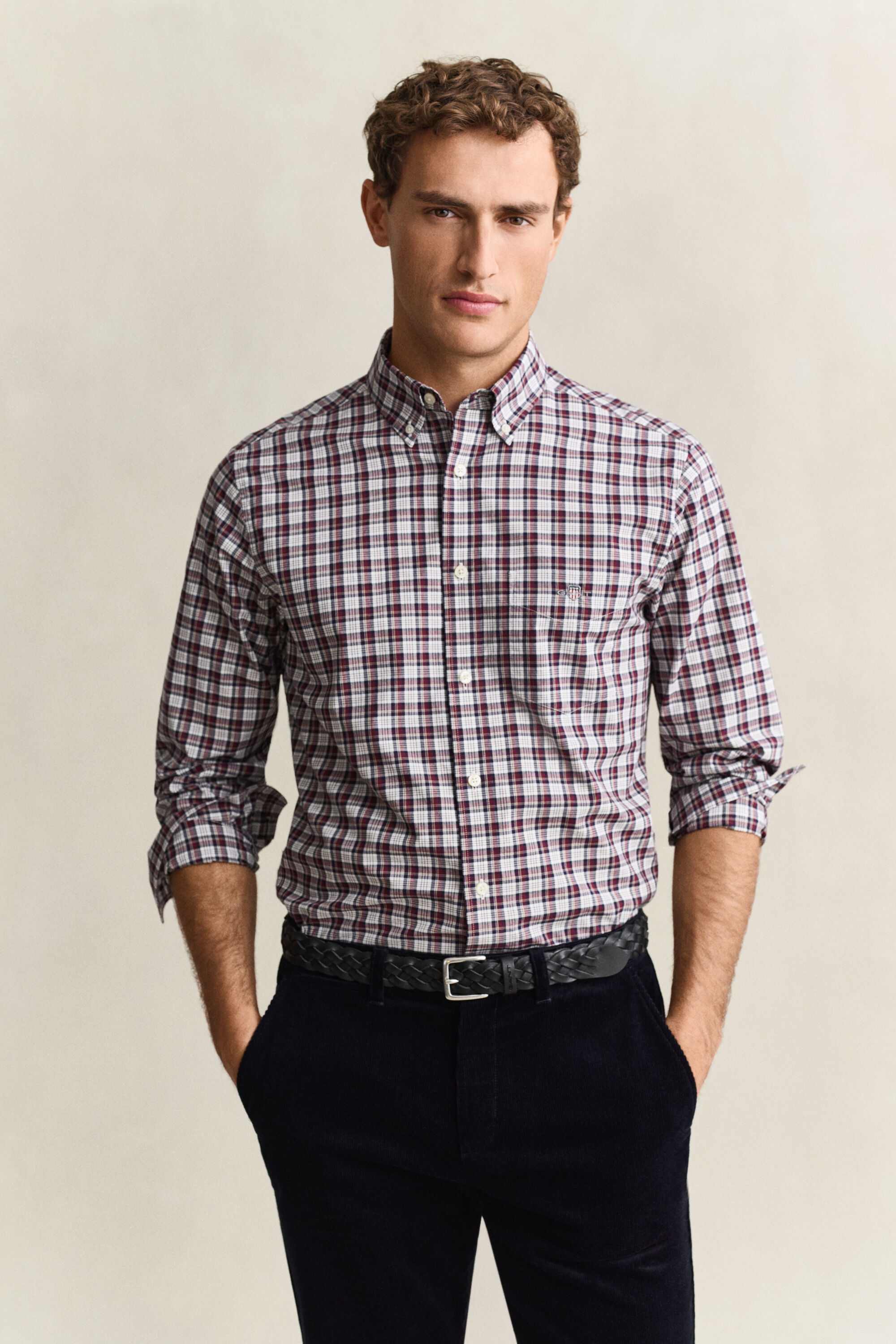 Camicia a quadri in popeline