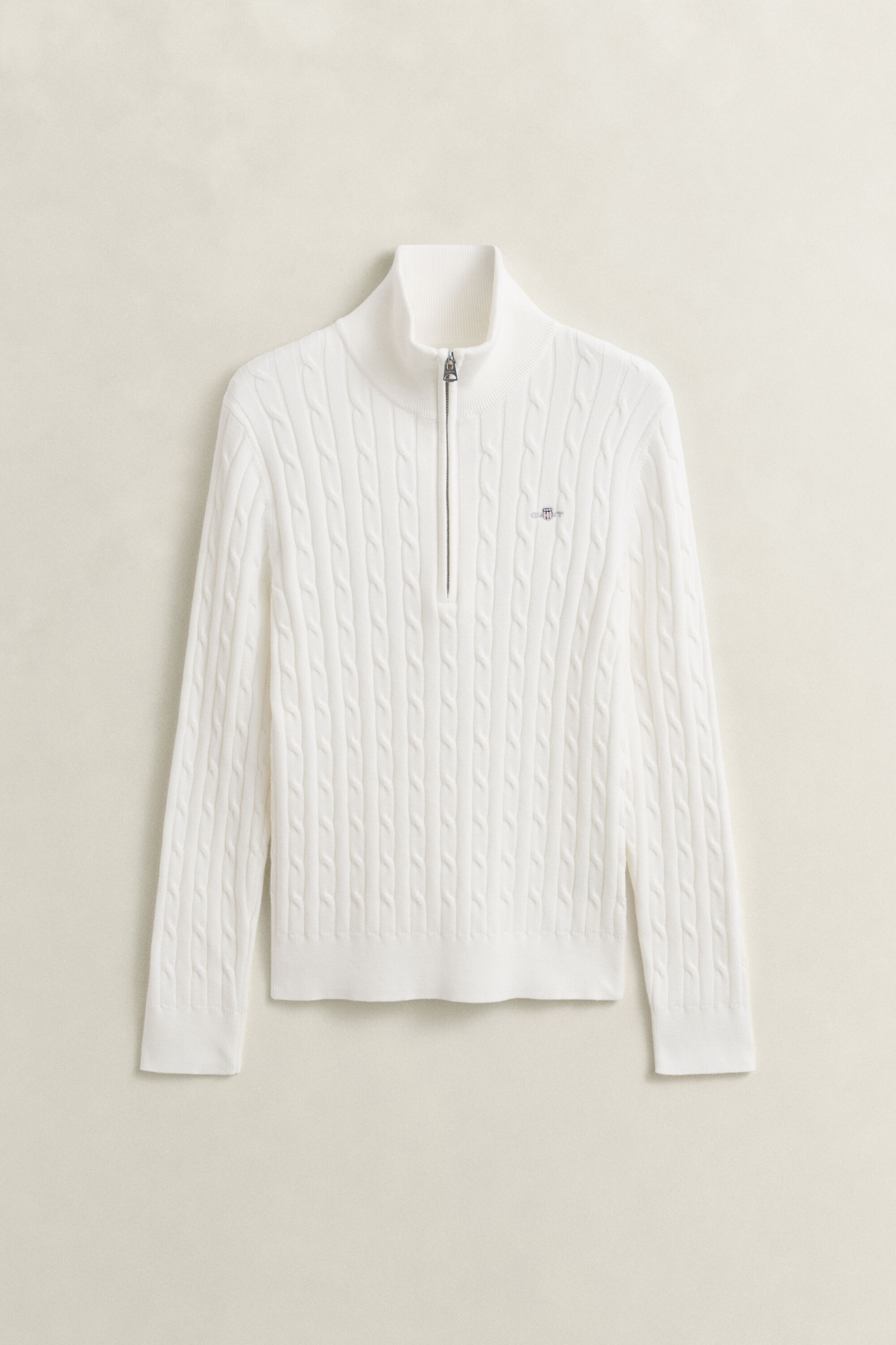 Maglia con zip corta elasticizzata a trecce