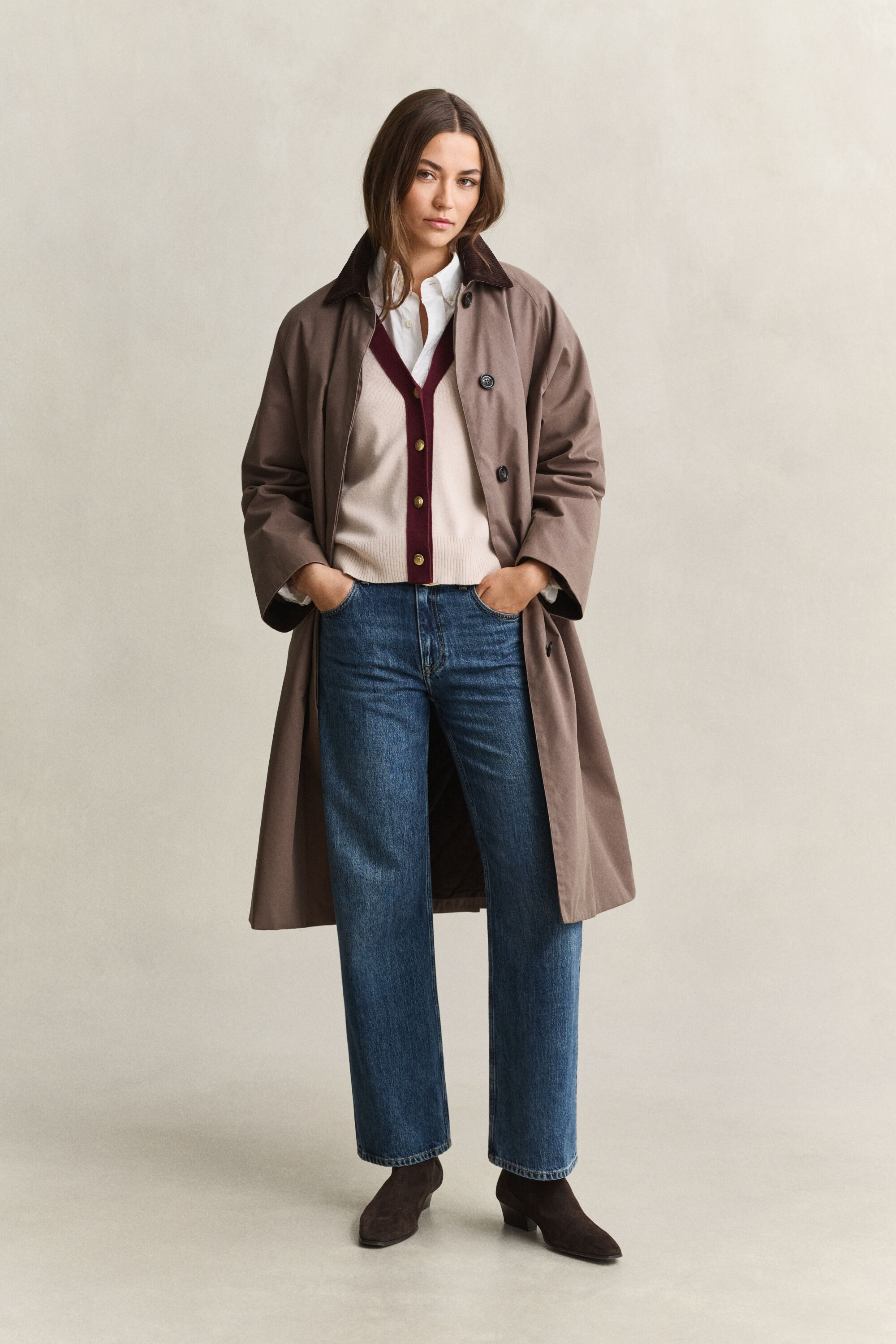 Cardigan in colore a contrasto
