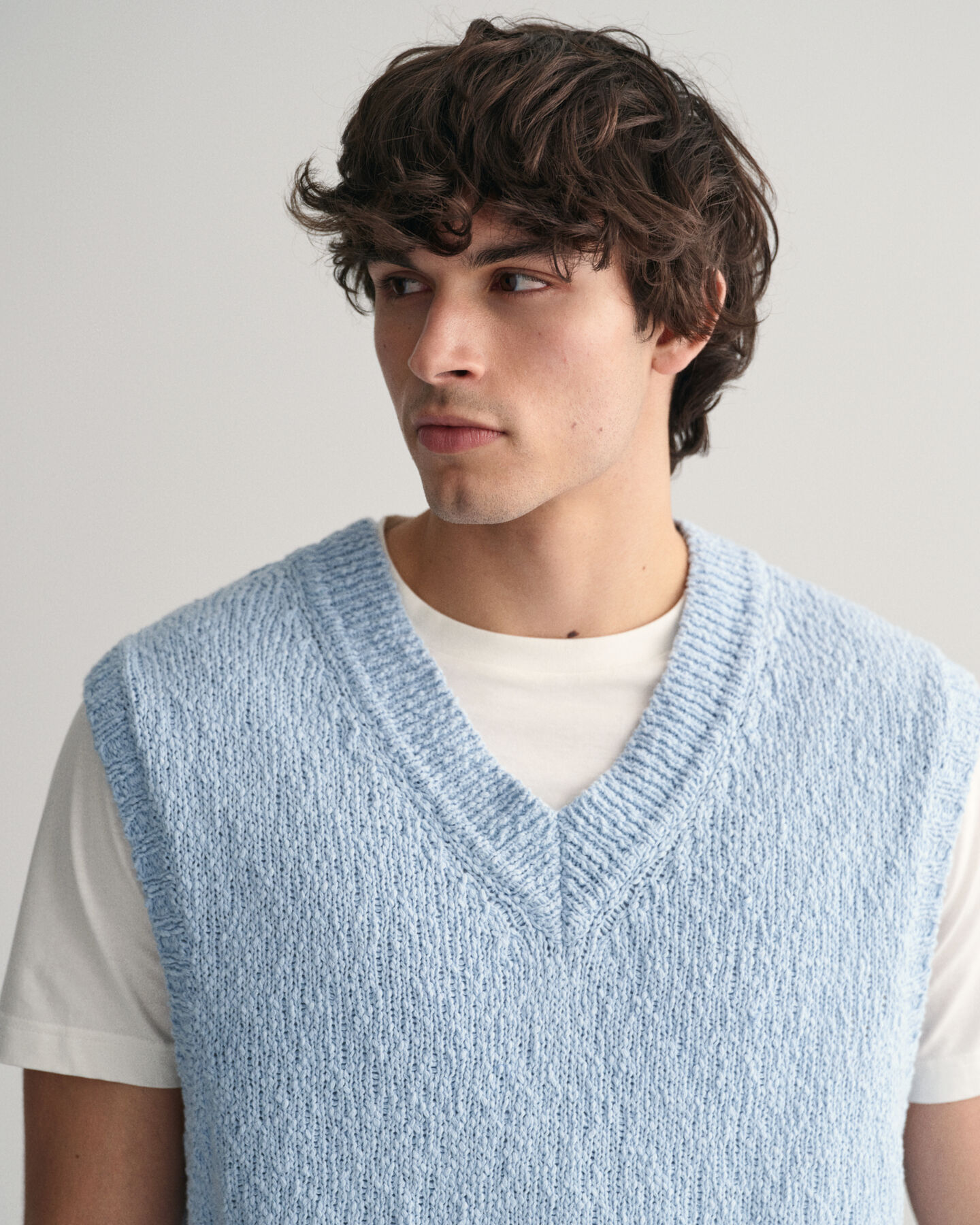 Gilet smanicato in cotone testurizzato fiammato