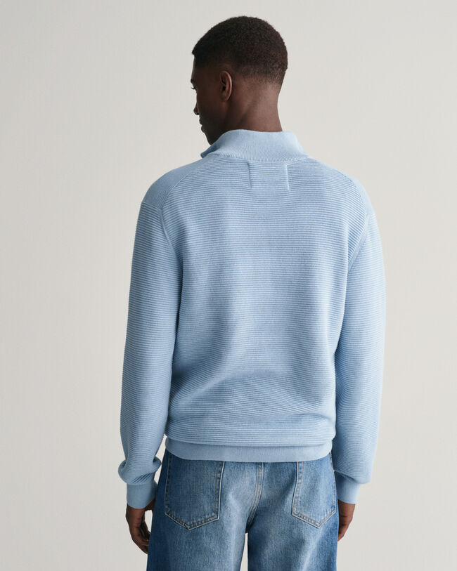 Maglia in cotone testurizzato con zip corta