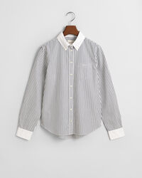 Camicia a righe con colletto a contrasto regular fit