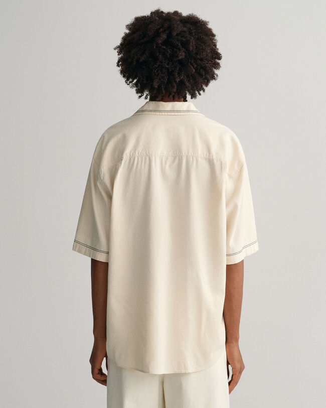 Camicia oversize a maniche corte ricamata