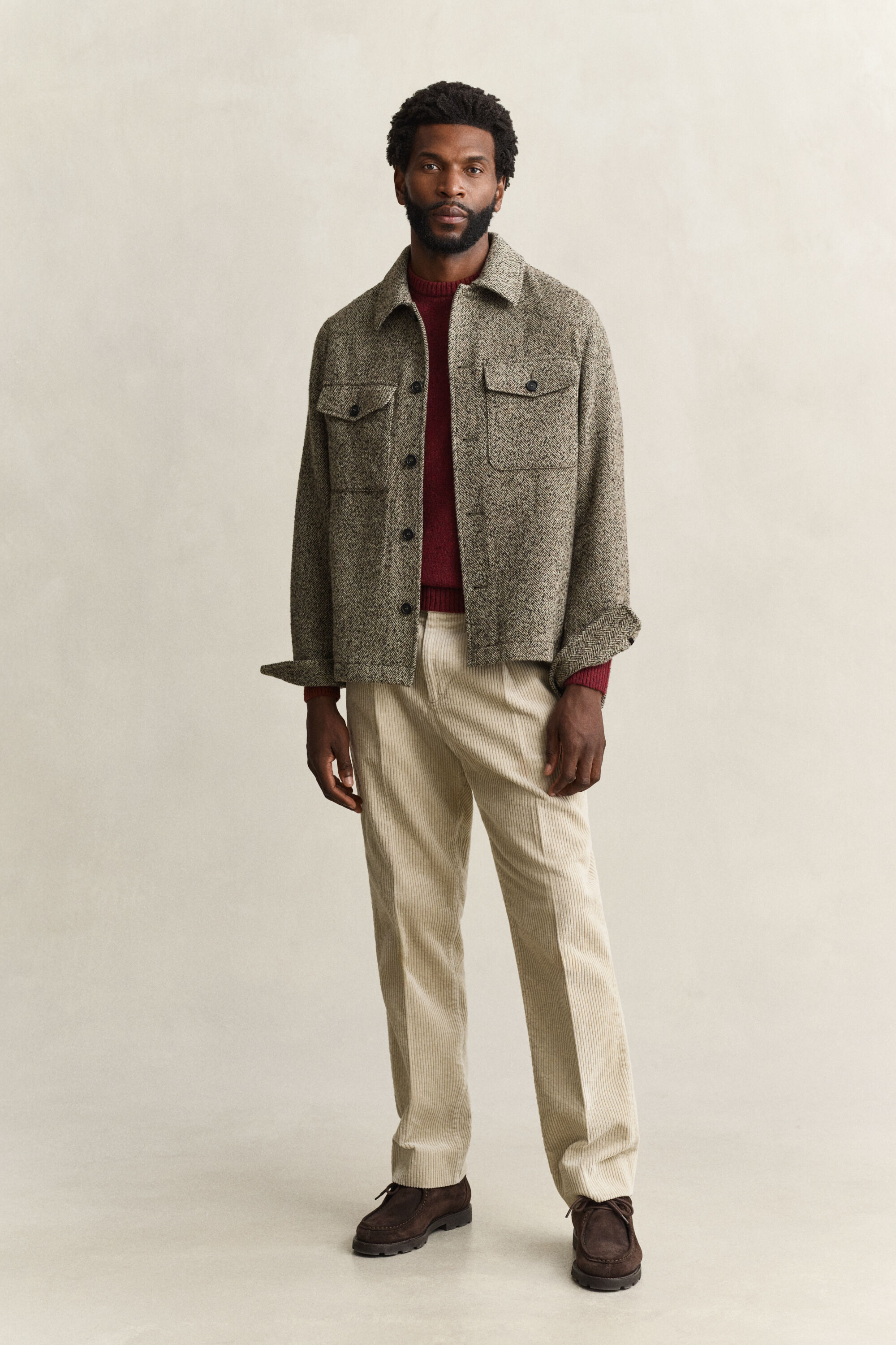 Camicia giacca con motivo a spina di pesce
