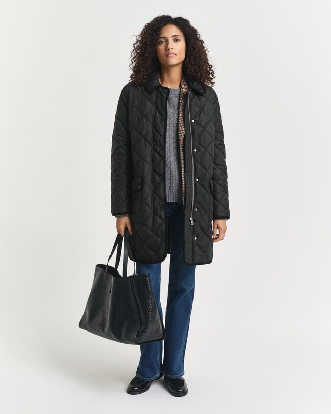 Cappotto trapuntato con finiture in velluto a coste