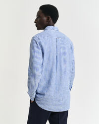 Camicia in misto cotone-lino a righe regular fit