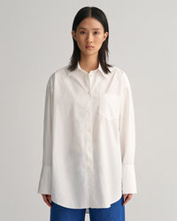 Camicia in popeline con polsini alti oversize