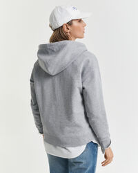 Felpa con zip corta e cappuccio con ancora ricamata e zip corta