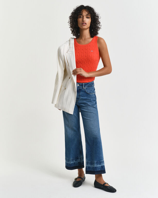 Canotta in cotone elasticizzato a trecce