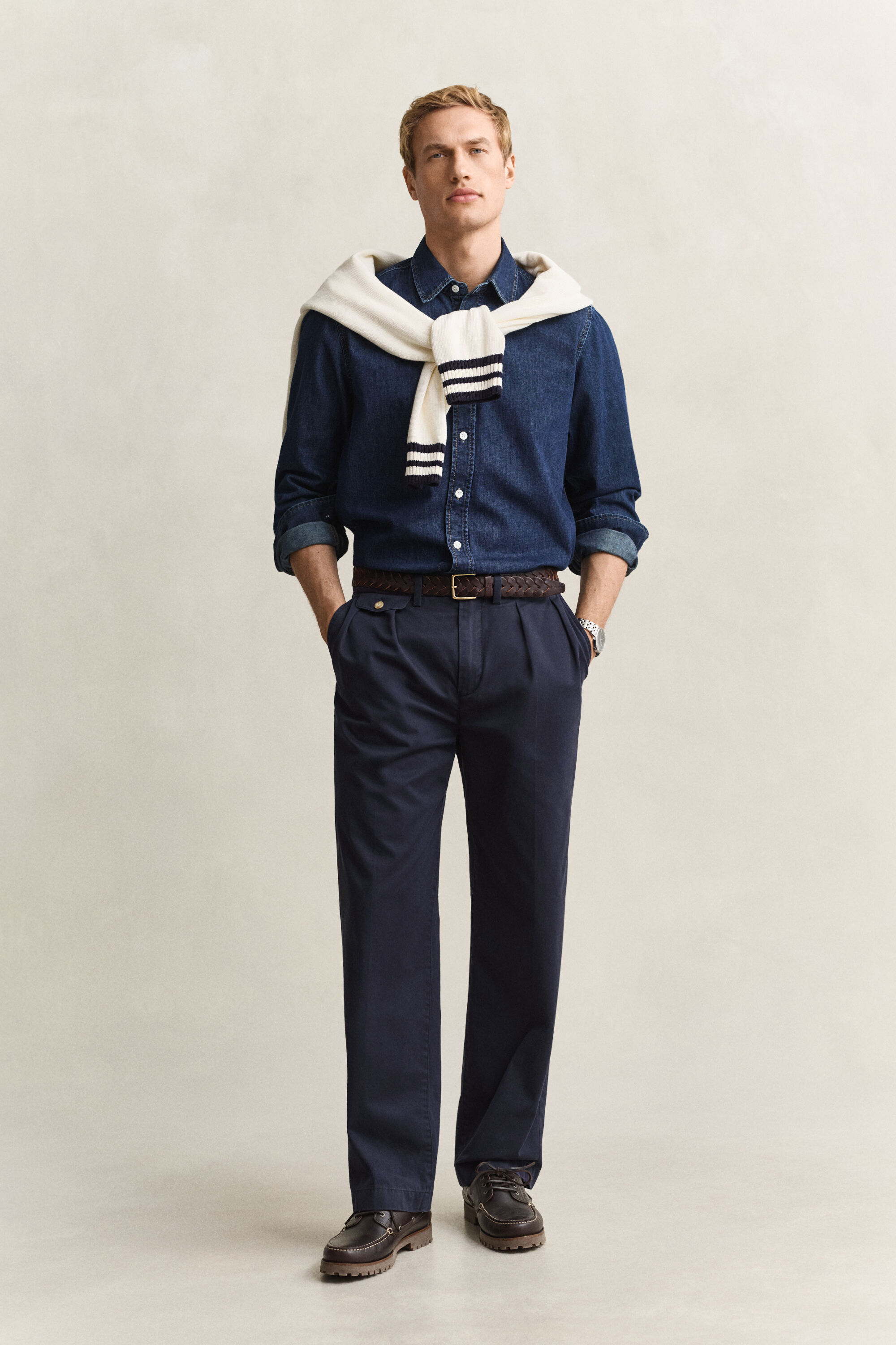Pantaloni chino in twill di cotone