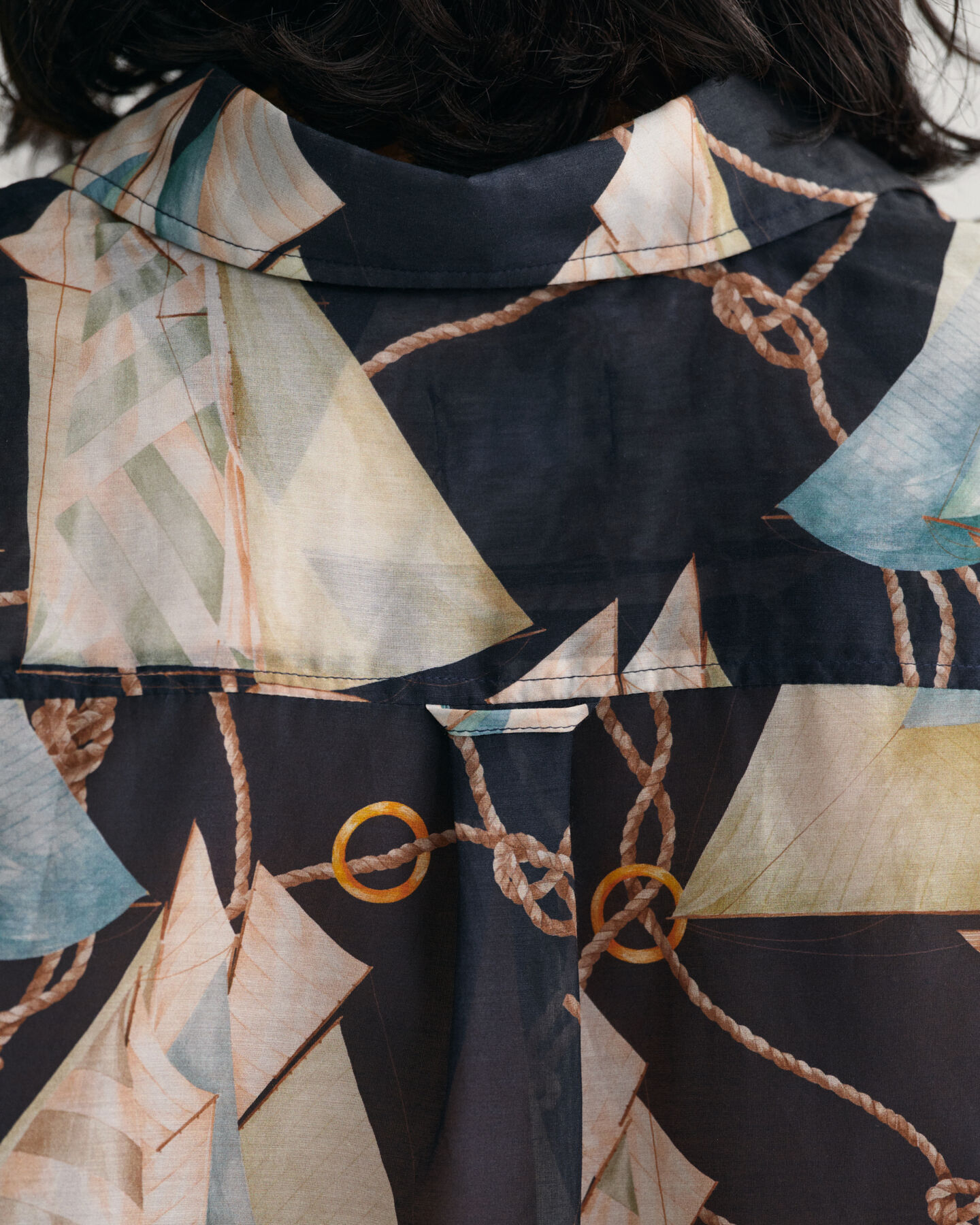 Camicia in misto cotone-seta con stampa Sailing relaxed fit