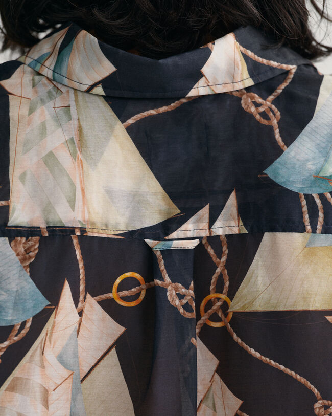 Camicia in misto cotone-seta con stampa Sailing relaxed fit