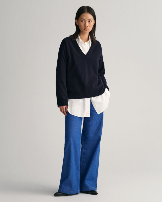 Maglia con scollo a V in lana d&rsquo;agnello finissima