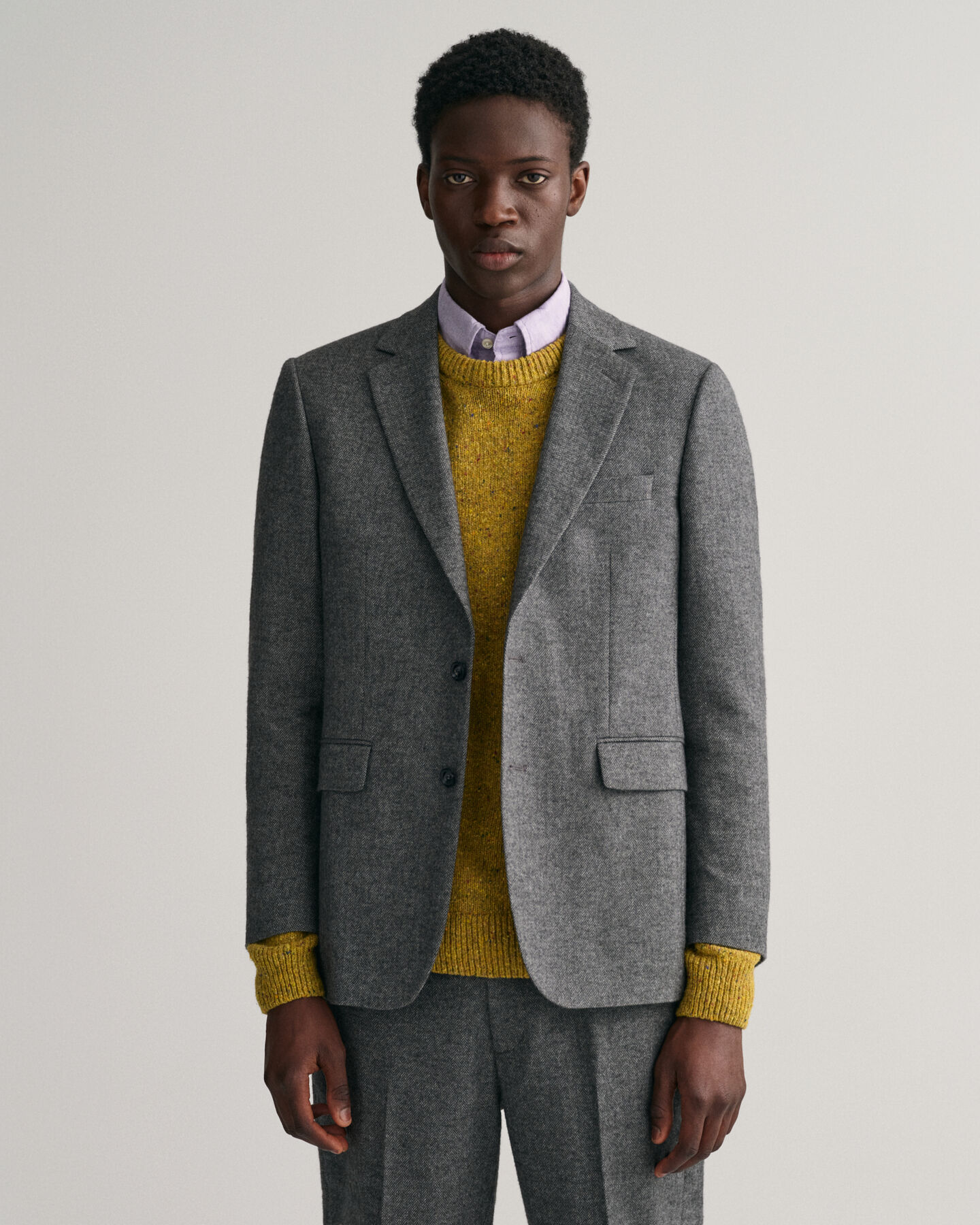 Blazer da abito con motivo a spina di pesce