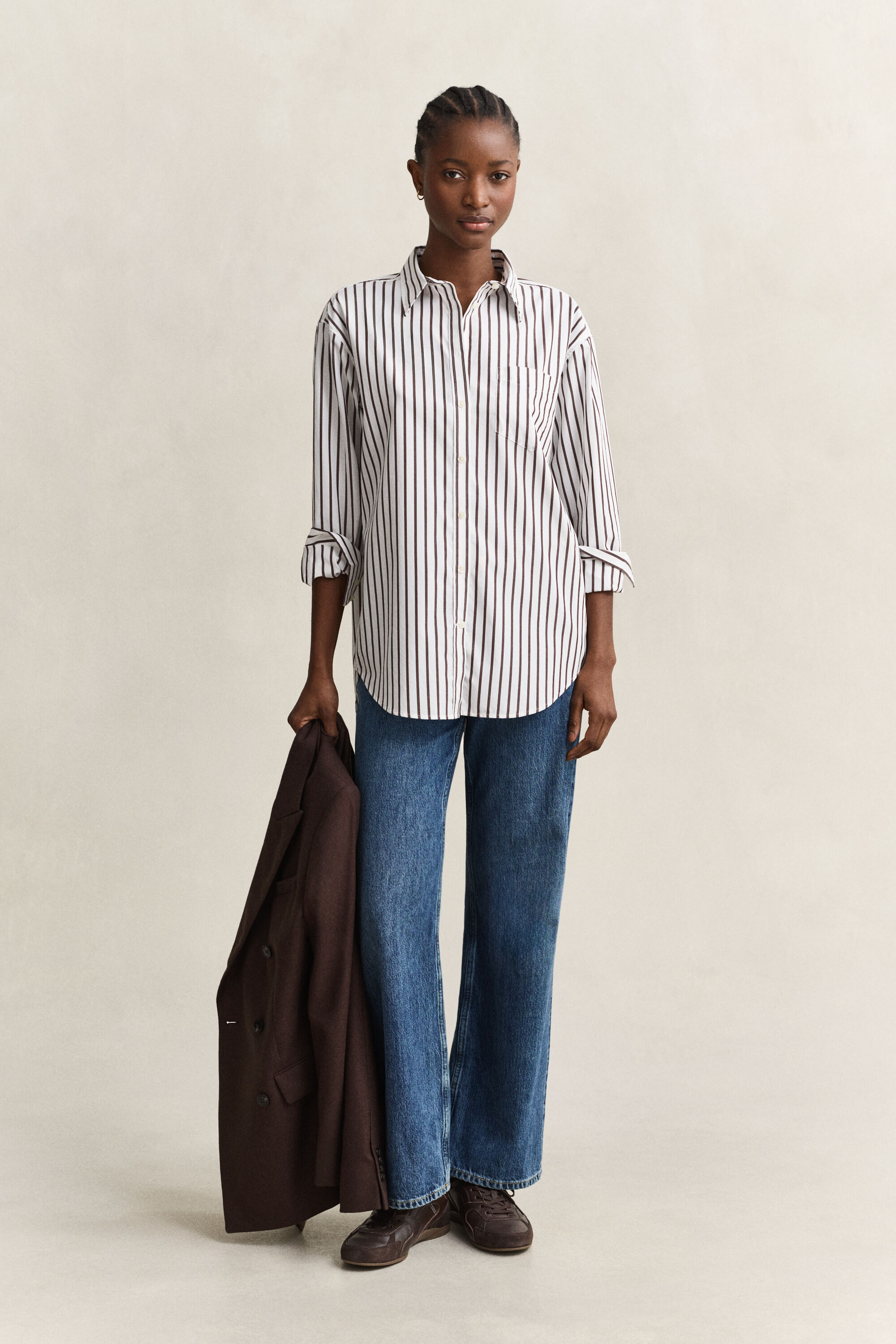 Camicia classica in popeline a righe relaxed fit
