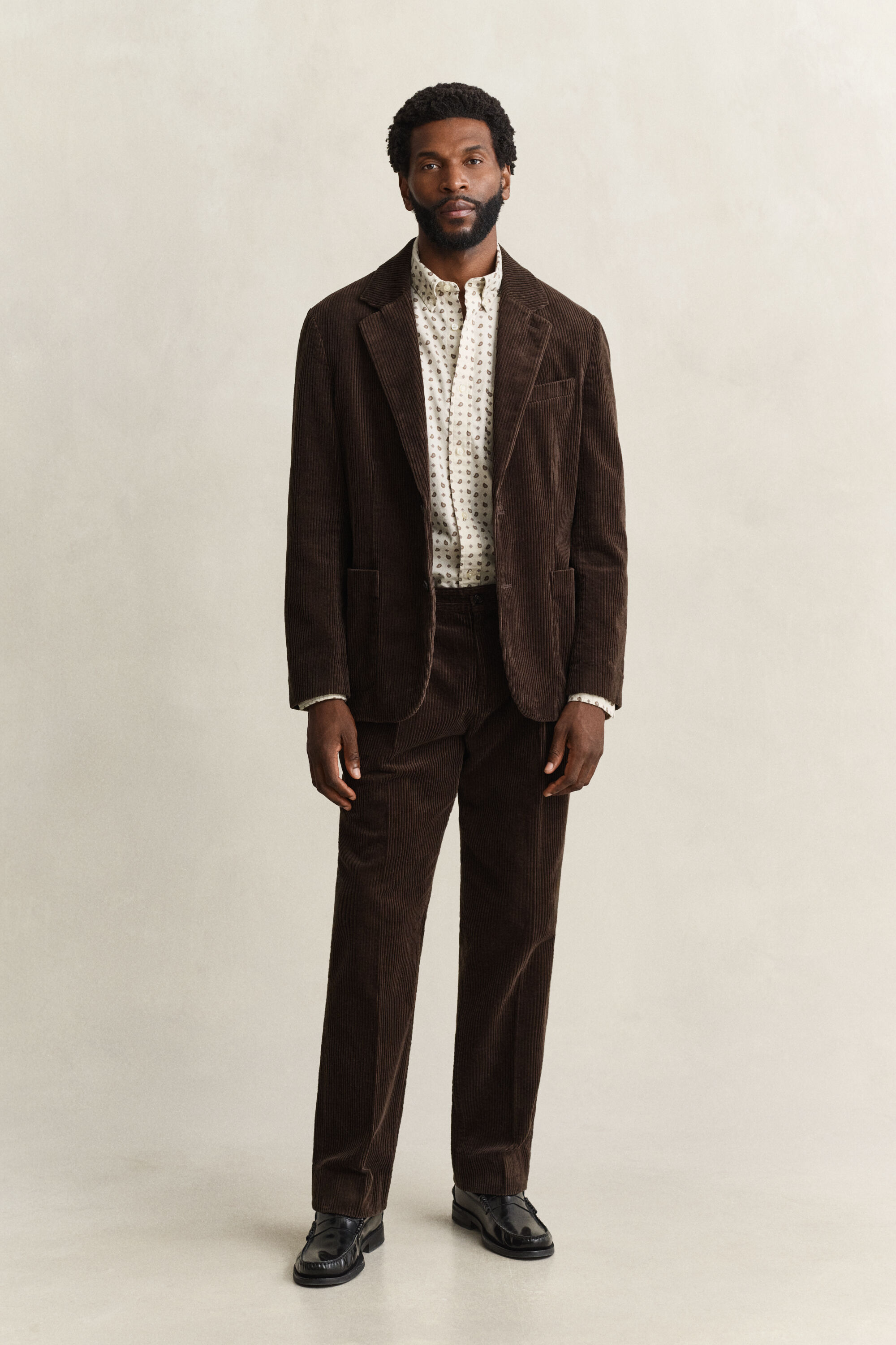 Camicia in twill con motivo cachemire