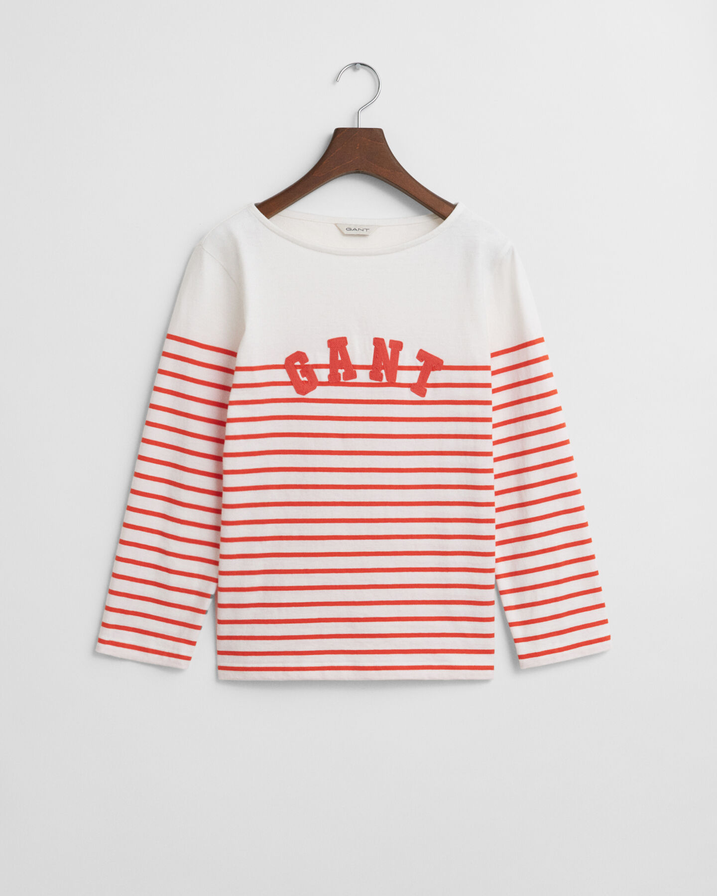 T-shirt con scollo a barca a righe Breton