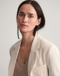 Smanicato con scollo a V in misto lino