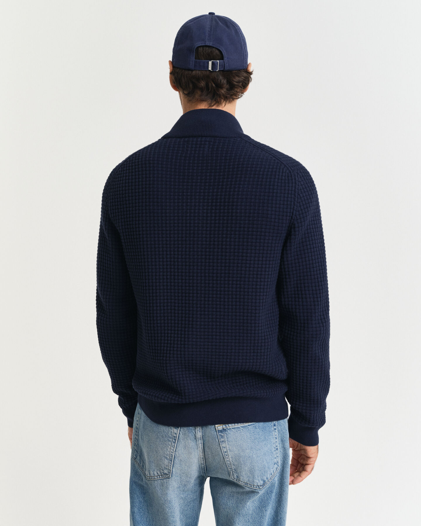 Cardigan con zip in cotone testurizzato