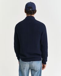 Cardigan con zip in cotone testurizzato