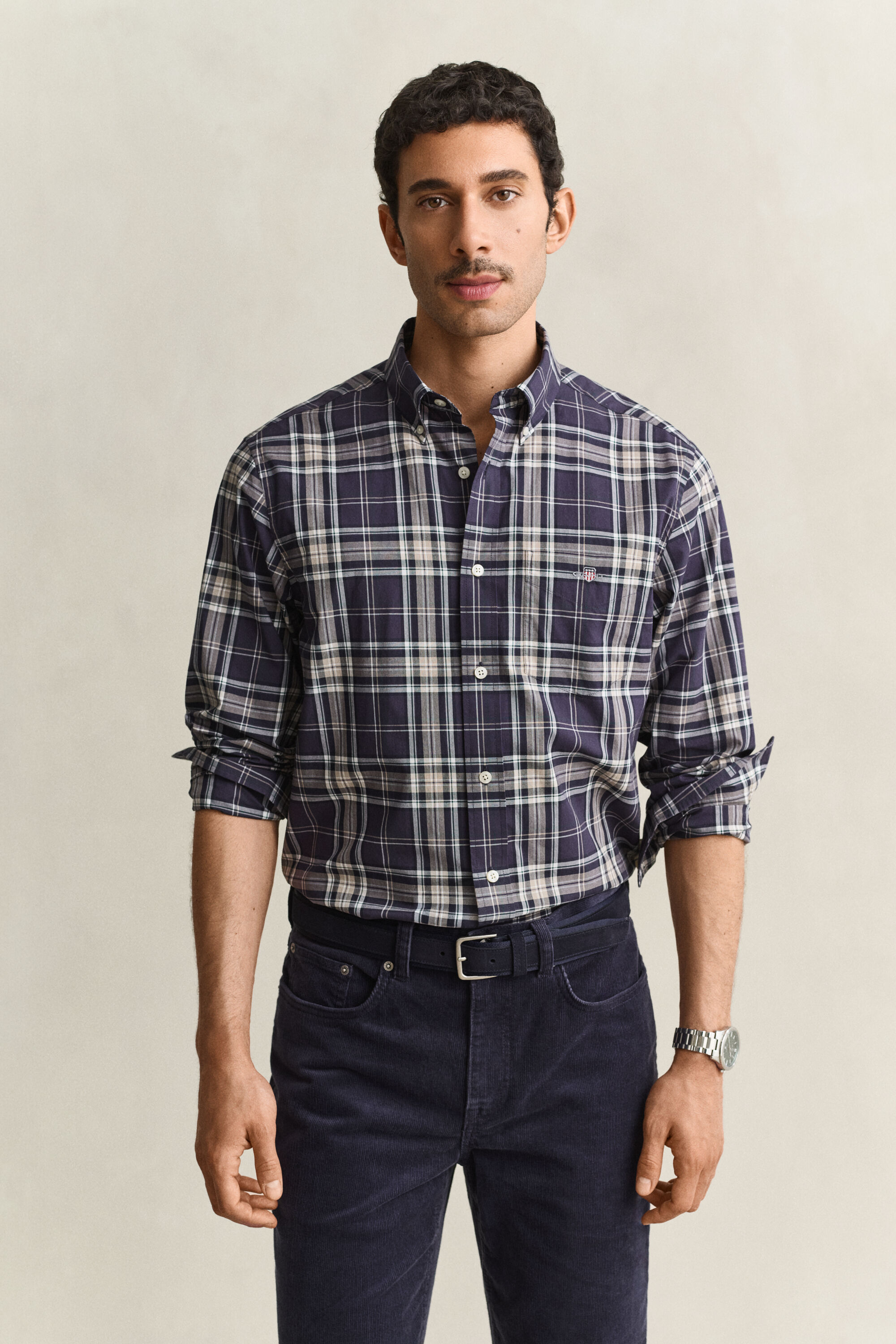 Camicia a quadri in popeline