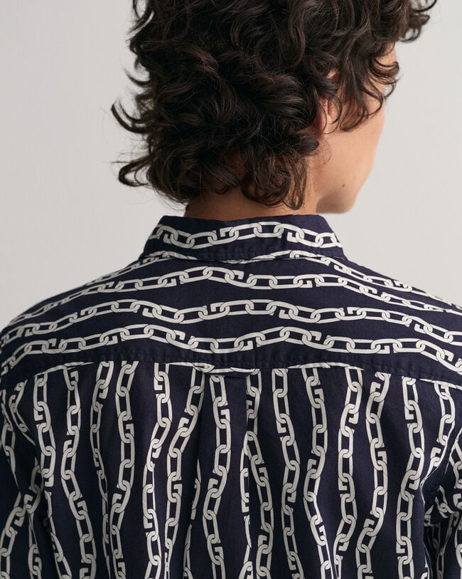 Camicia in voile di cotone con stampa a catena regular fit