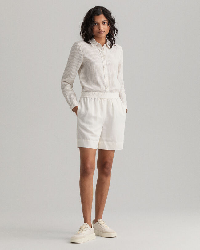 Pantaloncini pull-on in lino-viscosa