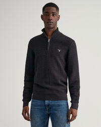 Maglia Texture in cotone con zip corta