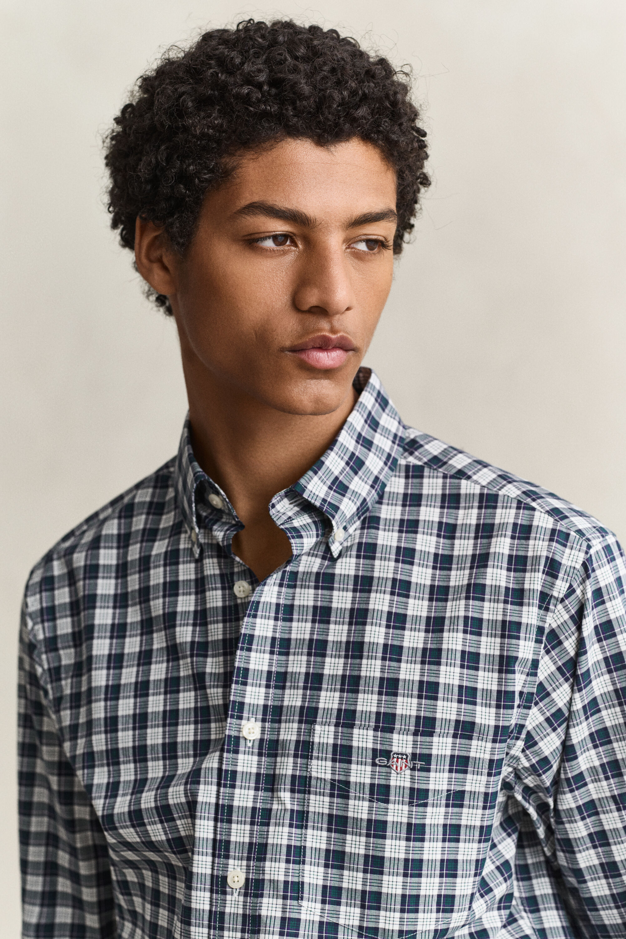 Camicia a quadri in popeline