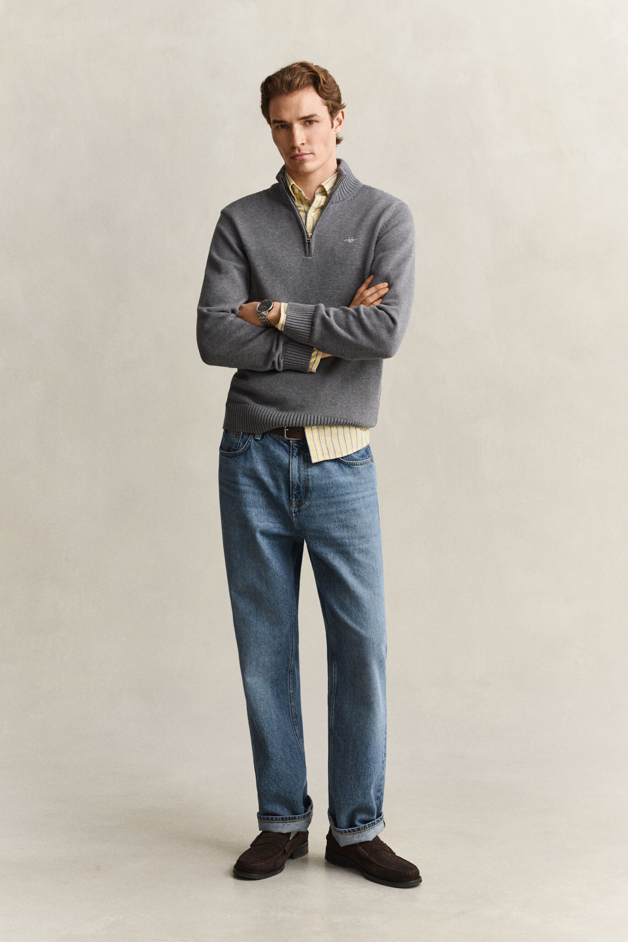 Maglia in cotone casual con zip corta