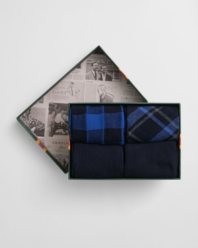 Confezione regalo da 4 paia di calzini a quadri e a tinta unita