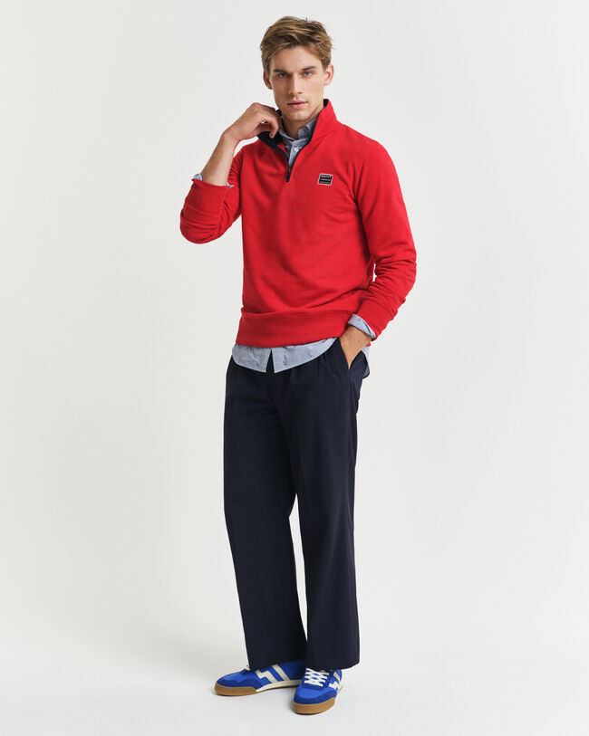 Felpa a contrasto con zip corta