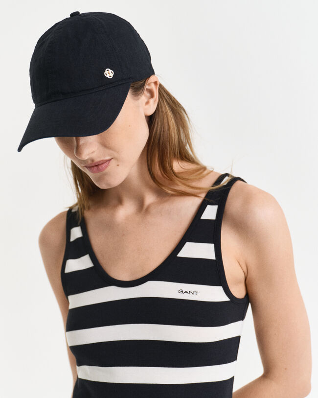 Abito midi in jersey a righe modello a canotta