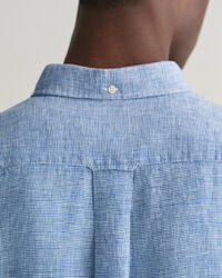 Camicia di lino maniche corte pied de poule regular fit